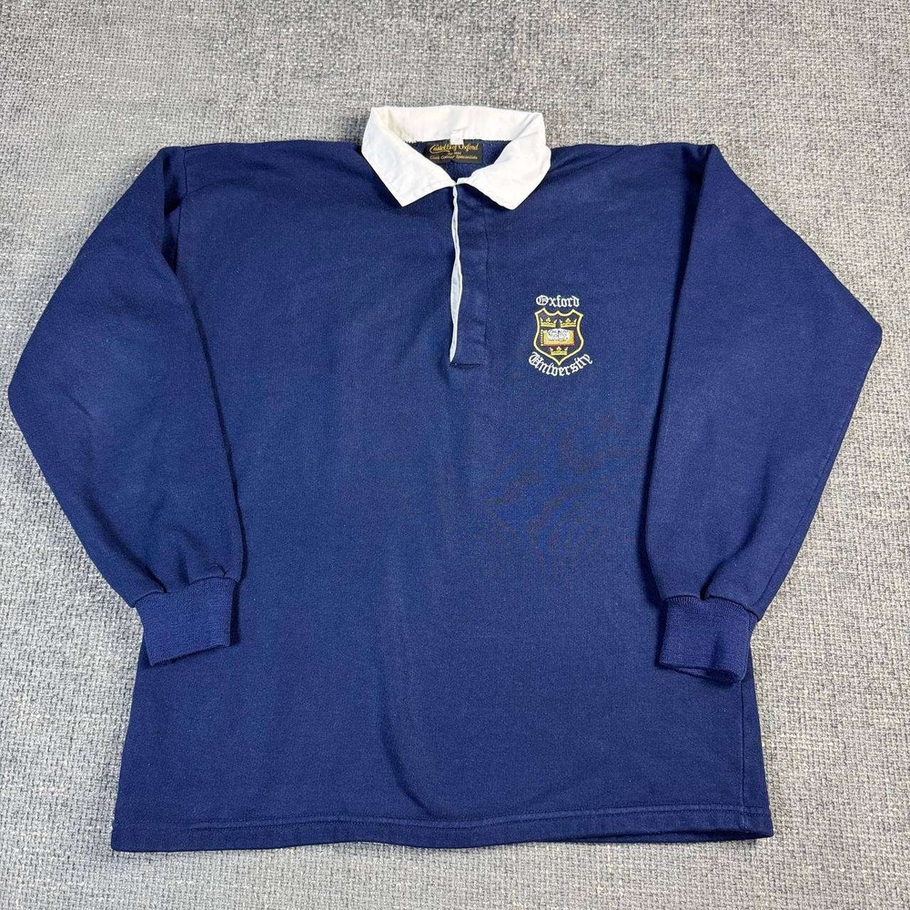 Castells of Oxford University 90s Rugby Sweatshirt Mens L Navy Blue Crest